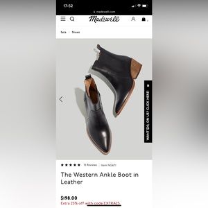 Madewell the western ankle boot in leather size 9
